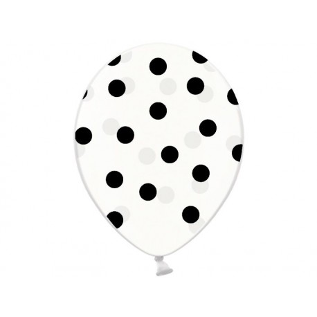 Globos transparentes con lunares negros 6 uds 30 cm