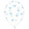 Globos transparentes con corazones azules 6 uds 30 cm