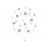 Globos transparentes con lunares plata plata 6 uds 30 cm