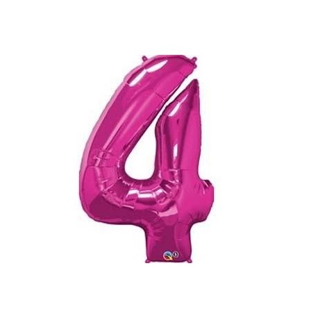 Globo numero 4 rosa de foil para helio o aire 86 x 66 cm