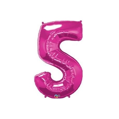 Globo numero 5 rosa de foil para helio o aire 86 x 53 cm