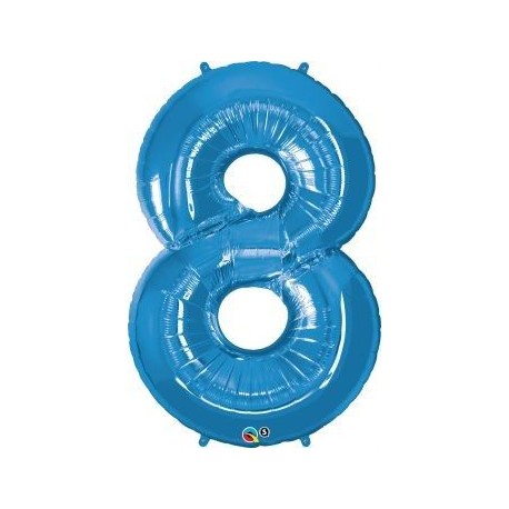 Globo numero 8 azul de foil para helio o aire 86 x 55 cm