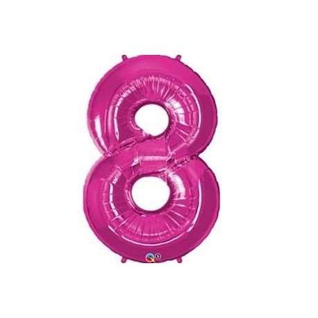 Globo numero 8 rosa de foil para helio o aire 86 x 55 cm