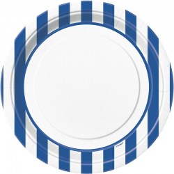 Platos azul royal con blanco 22 cm 8 uds