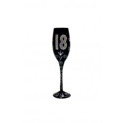 Copa champan negra 18 cumpleanos cristal