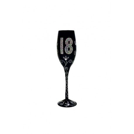 Copa champan negra 18 cumpleanos cristal