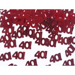 Confeti 40 cumpleanos en rojo 15 gr metalico