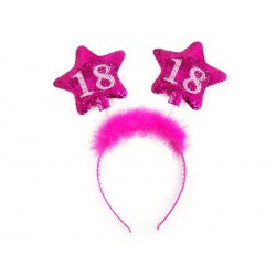 Diadema 18 cumpleaños estrellas en rosa con marabu