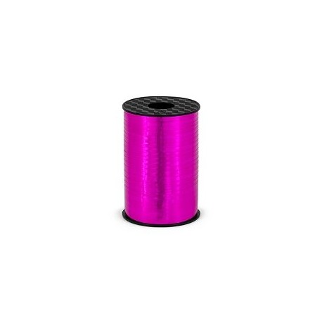 Lazo rosa fucsia metalico para globos o decoraciones 225 mt x 5 mm