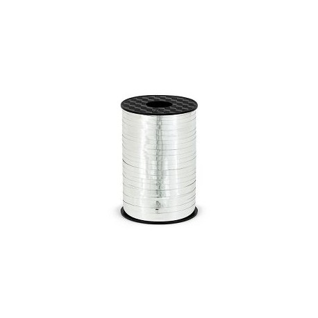 Lazo plata metalico para globos o decoraciones 225 mt x 5 mm