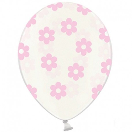 Globos transparentes con flores 6 uds de 30 cm