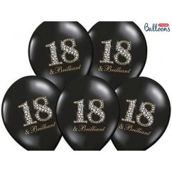 Globos 18 cumpleanos negros diamantes 6 uds de 30 cm