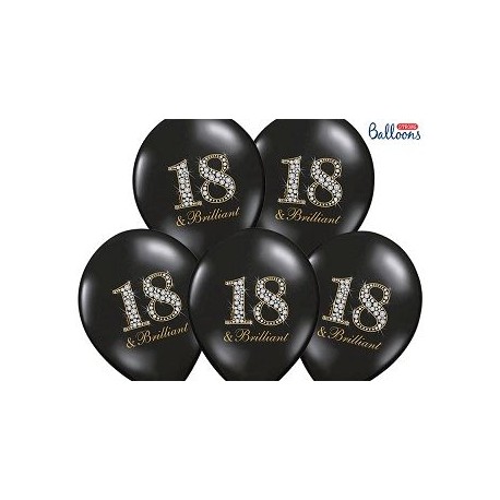 Globos 18 cumpleanos negros diamantes 6 uds de 30 cm