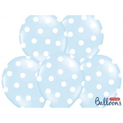 Globo azul bebe lunares blancos 30 cm 6 uds