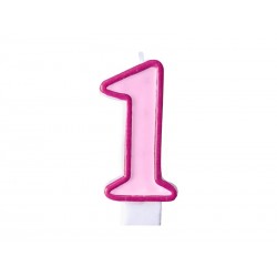 Vela cumpleanos rosa numero 1