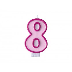 Vela cumpleanos rosa numero 8