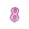 Vela cumpleaños rosa numero 8