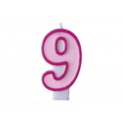 Vela cumpleanos rosa numero 9