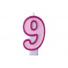 Vela cumpleaños rosa numero 9
