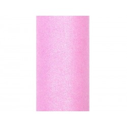 Tul rosa con purpurina rollo 9 mt x 15 cm