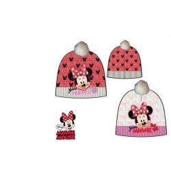 Gorro de minnie rosa con pompon blanco invierno