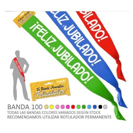 Banda feliz jubilado de 10 cm ancho jubilacion