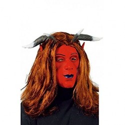 Mascara diablo con pelo y cuernos demonio