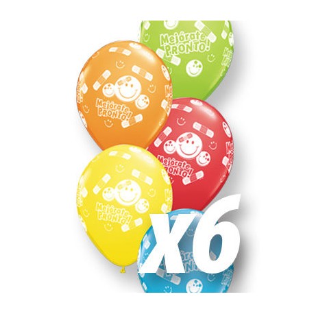 Globo mejorate pronto qualatex 6 uds para enfermos 30 cm