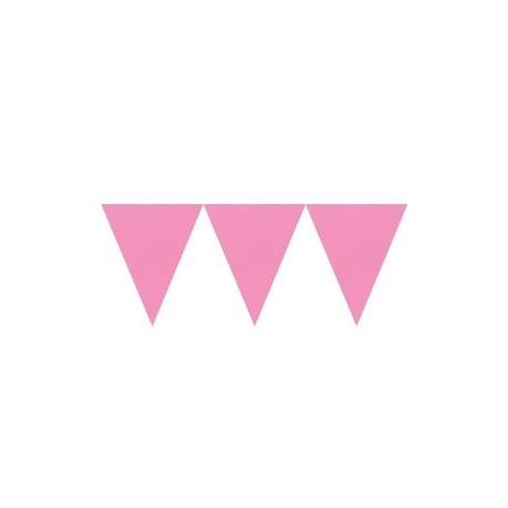 Banderin triangular rosa de papel 45 mt x 16 cm guirnalda