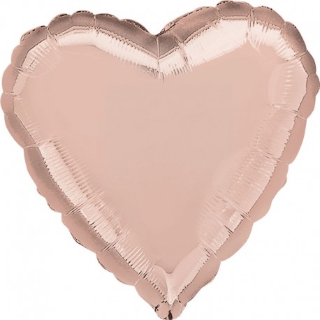 Globo corazon rosa dorado de 43 cm para helio y aire