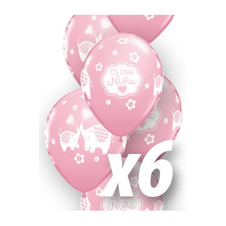Globo es un nina elefante babyshower qualatex de 6 uds 30 cm