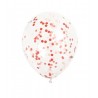 Globos transparentes con confeti rojo 6 uds de 30 cm