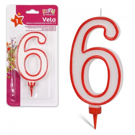 Vela numero 6 gigante 13 cm para tarta cumpleanos