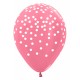 Globos rosa dorado metal con lunares blancos 12 uds 30 cm