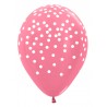 Globos rosa dorado metal con lunares blancos 12 uds 30 cm