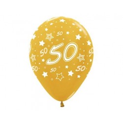 Globos numero 50 en color oro 12 uds de 30 cm