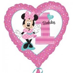 Globo minnie corazon rosa 1º cumpleanos