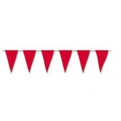 Bandera triangular roja de plastico 25 metros de 20x30 cm