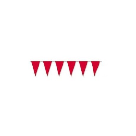 Bandera triangular roja de plastico 25 metros de 20x30 cm