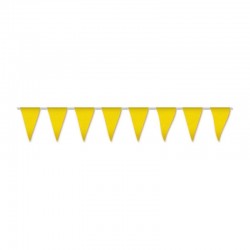 Bandera triangular amarilla de plastico 50 metros de 20x30 cm