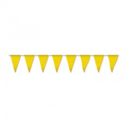 Bandera triangular amarilla de plastico 50 metros de 20x30 cm