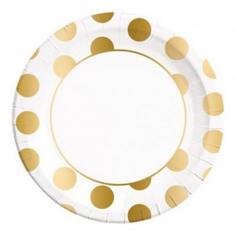Platos lunares oro metalicos para cumpleanos 8 uds de 23 cm