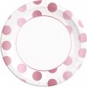 Platos lunares rosa dorado metalicos para cumpleaños 8 uds de 23 cm