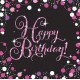 Servilletas negro y rosa cumpleanos happy birthday 33 x 33 cm 16 uds