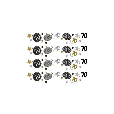 Confeti 70 cumpleanos oro y negro 34 gr