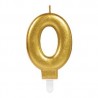 Vela oro metalica numero 0 para tarta cumpleaños