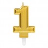 Vela oro metalica numero 1 para tarta cumpleaños