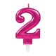 Vela rosa metalica numero 2 para tarta cumpleaños