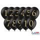 Globos negros numeros oro 11 uds