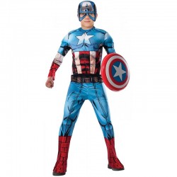 DISFRAZ CAPITAN AMERICA PARA NIÑO MUSCULOSO PREMIUM